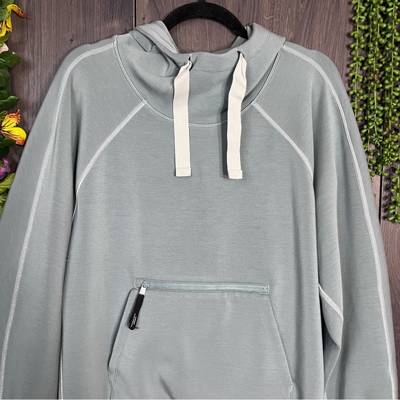 -Athleta Sage Green Hooded Pullover Sweater Size Large - Picture 4 of 15